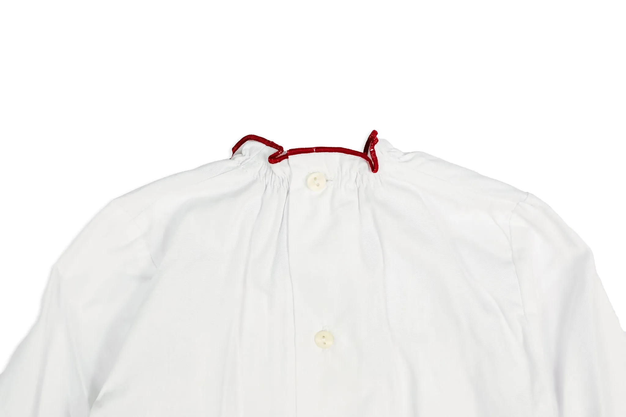 White Poplin Smocked Shirt