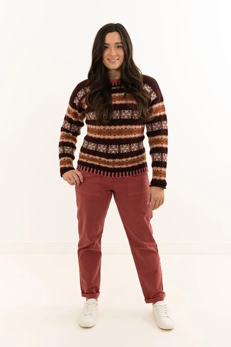 Womens Pitmedden fair isle jumper - Burgundy