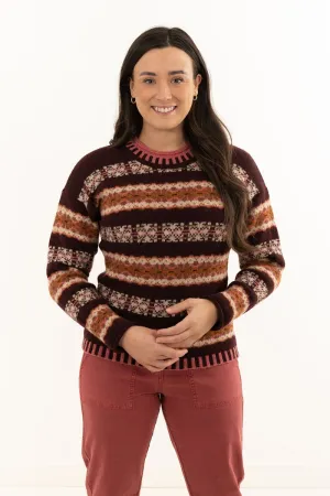 Womens Pitmedden fair isle jumper - Burgundy