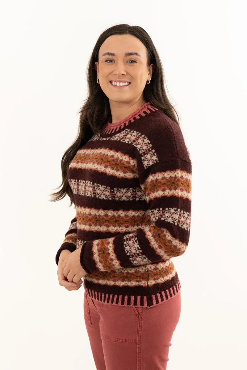 Womens Pitmedden fair isle jumper - Burgundy