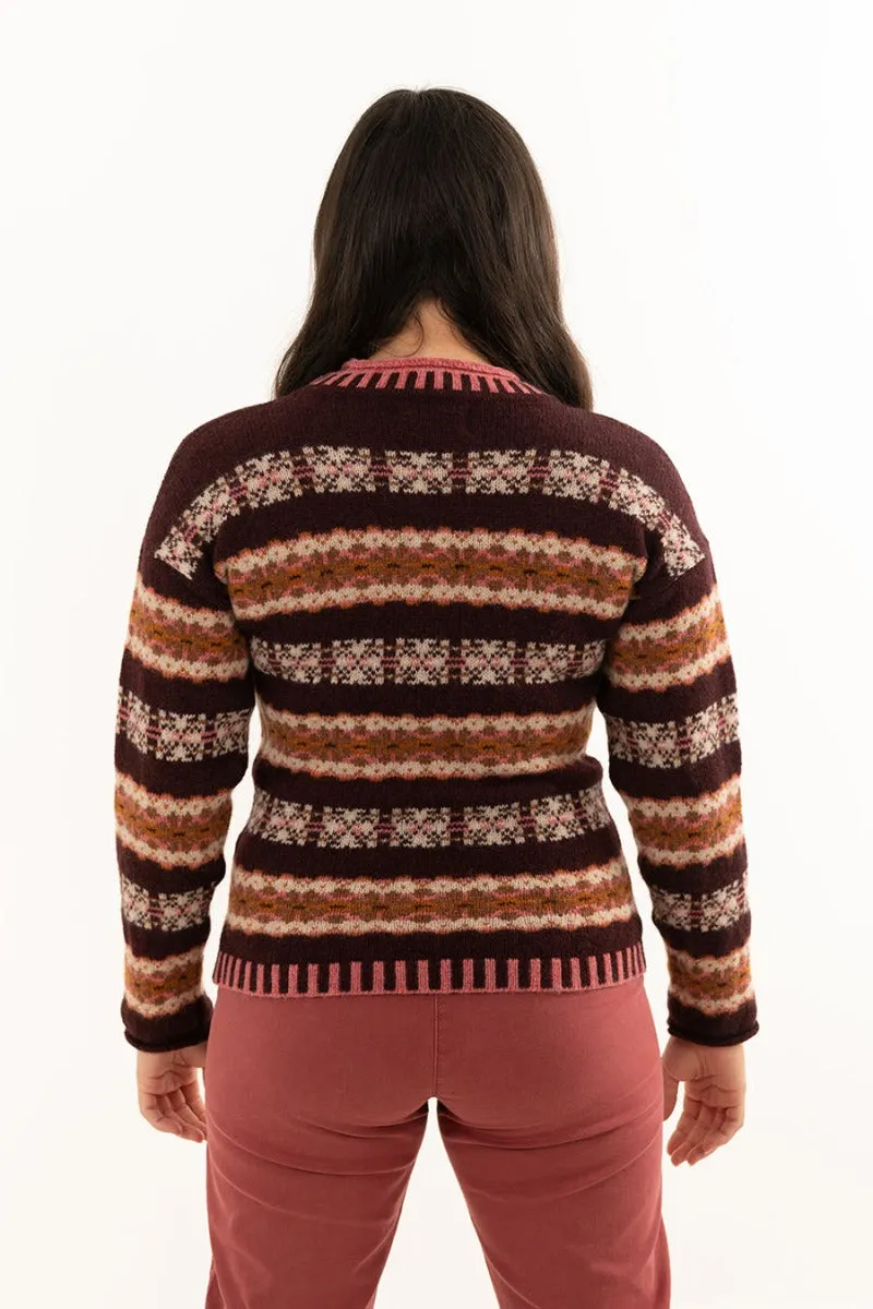 Womens Pitmedden fair isle jumper - Burgundy