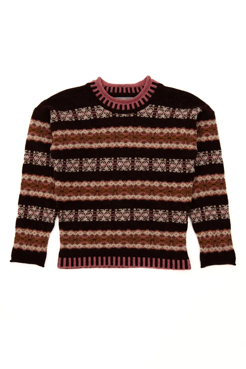 Womens Pitmedden fair isle jumper - Burgundy