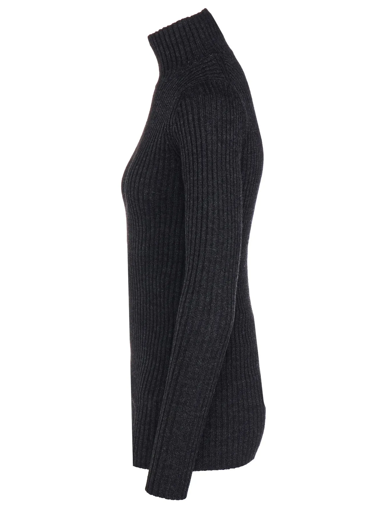 WOOL RIB HIGH NECK PULLOVER